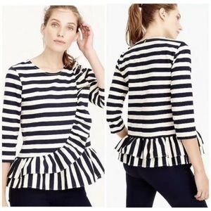 JCrew Asymmetrical Striped Ruffle Top